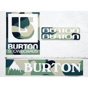 NEW 4 Pc LOT BURTON Snowboard Logo Green Camouflage Die Cut Vinyl Sticker/Decal